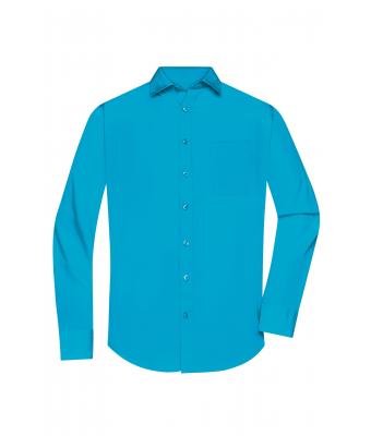 Herren Men's Shirt Longsleeve Poplin Turquoise 8505