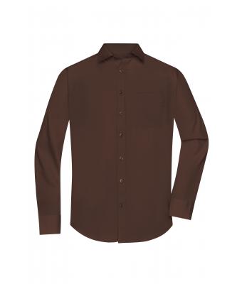 Men Men's Shirt Longsleeve Poplin Brown 8505