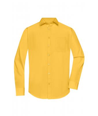 Herren Men's Shirt Longsleeve Poplin Yellow 8505