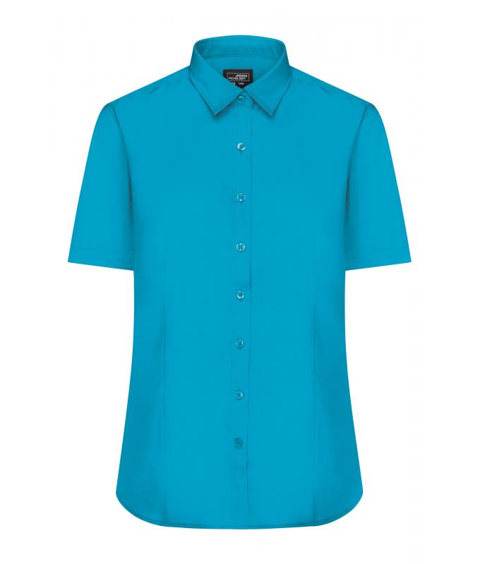 Femme Chemise femme à manches courtes en popeline Turquoise 8506