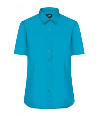 Dames Ladies' Shirt Short-Sleeved Poplin Turquoise 8506