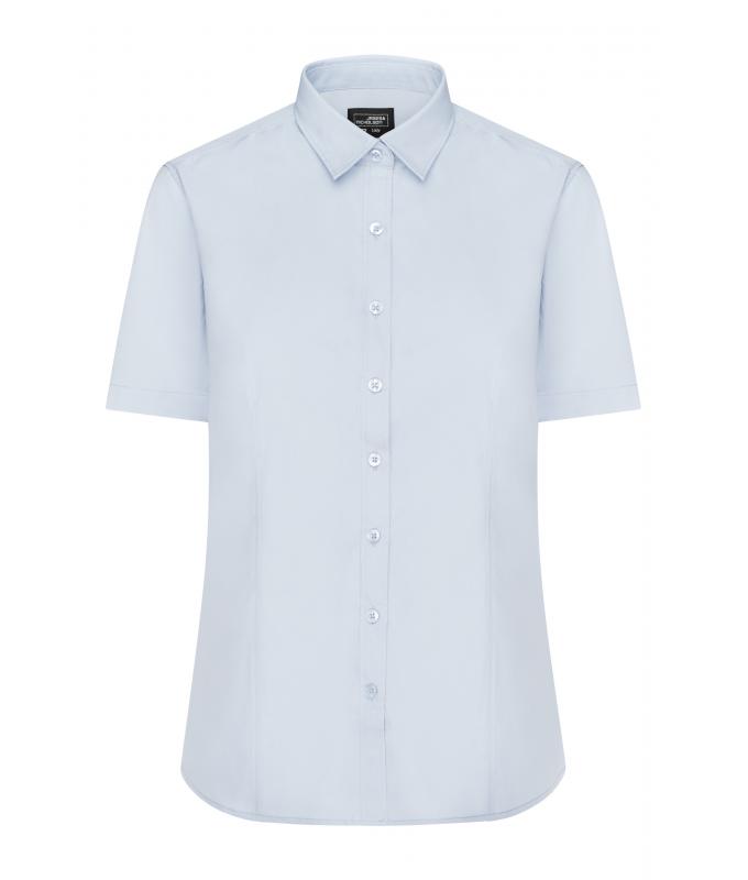 Ladies Ladies' Shirt Short-Sleeved Poplin Light-blue 8506