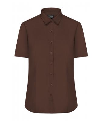 Dames Ladies' Shirt Short-Sleeved Poplin Bruin 8506