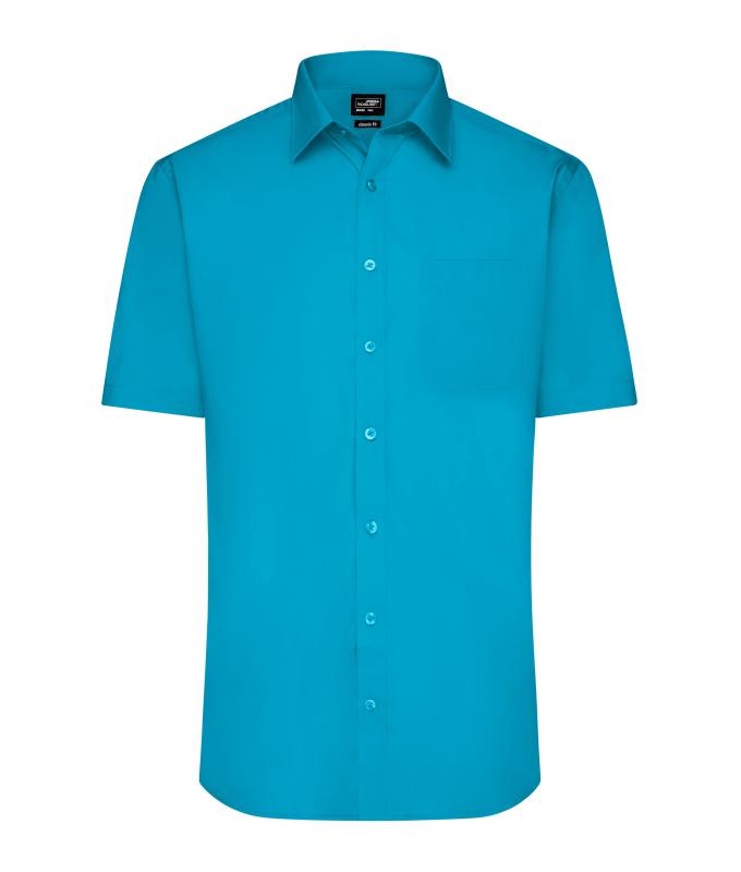 Homme Chemise homme à manches courtes en popeline Turquoise 8507