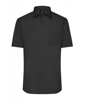Men Men's Shirt Short-Sleeved Poplin Black 8507