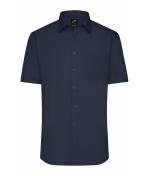 Men Men's Shirt Short-Sleeved Poplin Navy 8507