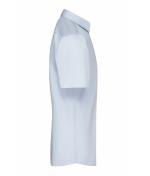 Herren Men's Shirt Short-Sleeved Poplin Light-blue 8507