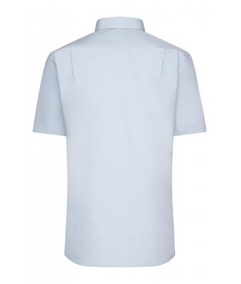 Herren Men's Shirt Short-Sleeved Poplin Light-blue 8507