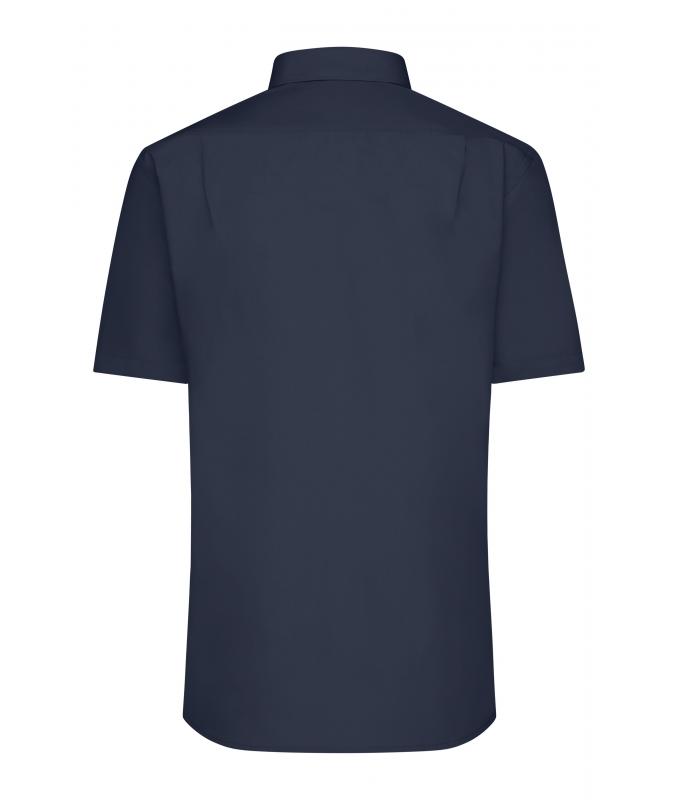 Herren Men's Shirt Short-Sleeved Poplin Navy 8507