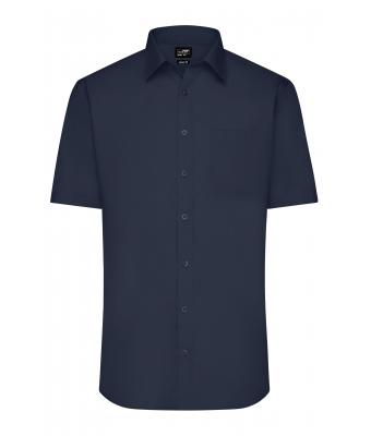 Herren Men's Shirt Short-Sleeved Poplin Navy 8507