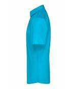 Herren Men's Shirt Short-Sleeved Poplin Turquoise 8507