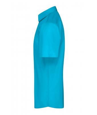 Heren Men's Shirt Short-Sleeved Poplin Turquoise 8507