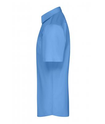 Men Men's Shirt Short-Sleeved Poplin Aqua 8507