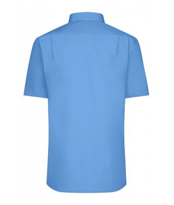 Men Men's Shirt Short-Sleeved Poplin Aqua 8507