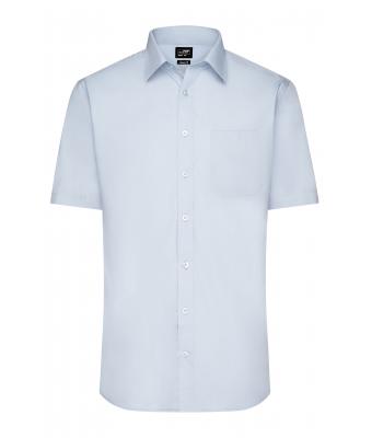 Men Men's Shirt Short-Sleeved Poplin Light-blue 8507