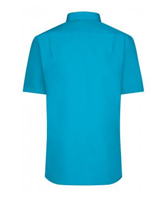 Men Men's Shirt Short-Sleeved Poplin Turquoise 8507