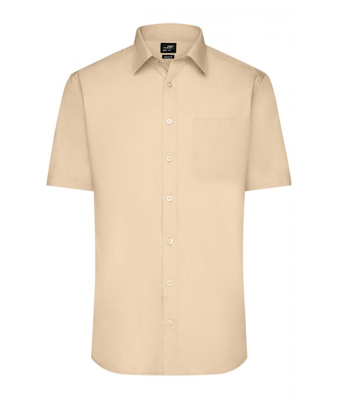 Herren Men's Shirt Short-Sleeved Poplin Stone 8507