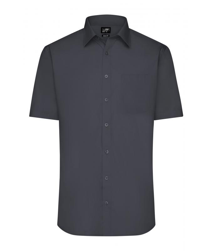 Herren Men's Shirt Short-Sleeved Poplin Carbon 8507