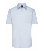 Herren Men's Shirt Short-Sleeved Poplin Light-blue 8507