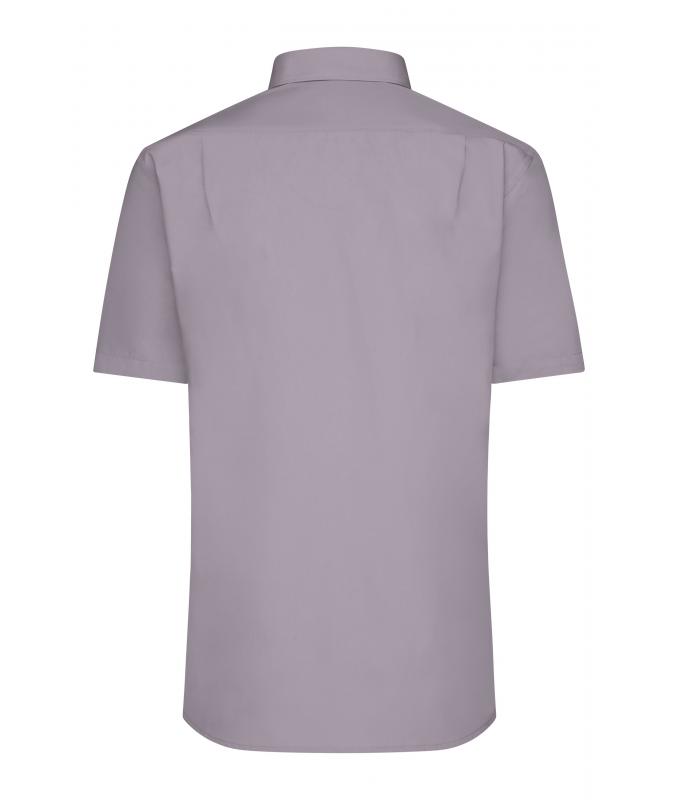 Herren Men's Shirt Short-Sleeved Poplin Steel 8507