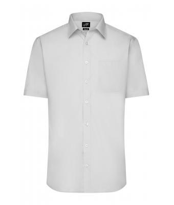 Men Men's Shirt Short-Sleeved Poplin Light-grey 8507