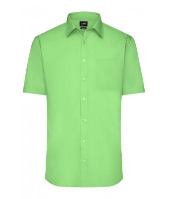 Herren Men's Shirt Short-Sleeved Poplin Lime-green 8507