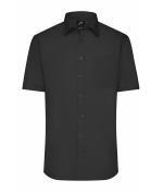 Herren Men's Shirt Short-Sleeved Poplin Black 8507