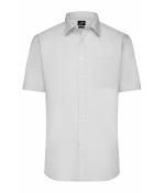 Herren Men's Shirt Short-Sleeved Poplin Light-grey 8507