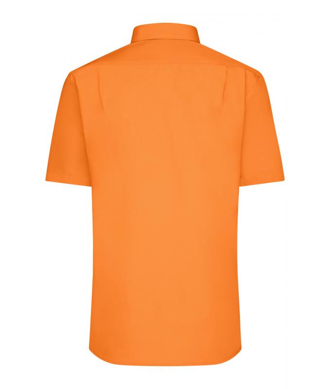 Herren Men's Shirt Short-Sleeved Poplin Orange 8507