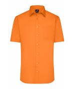Herren Men's Shirt Short-Sleeved Poplin Orange 8507
