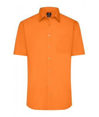 Herren Men's Shirt Short-Sleeved Poplin Orange 8507