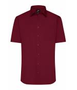 Herren Men's Shirt Short-Sleeved Poplin Wine 8507
