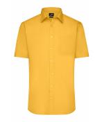 Herren Men's Shirt Short-Sleeved Poplin Yellow 8507