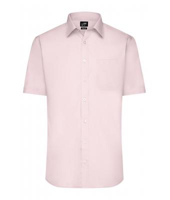 Herren Men's Shirt Short-Sleeved Poplin Light-pink 8507