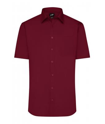 Heren Men's Shirt Short-Sleeved Poplin Wijnrood 8507