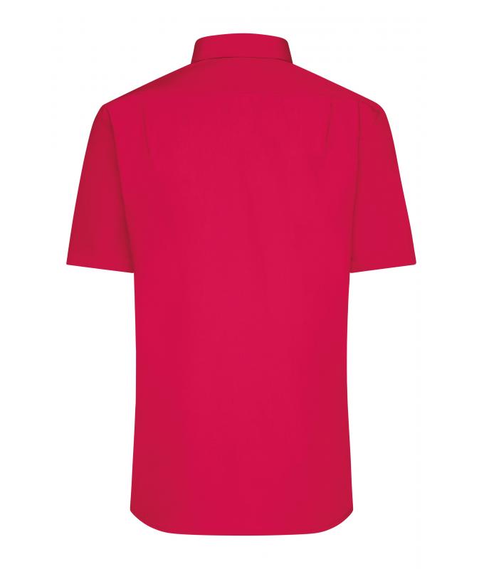 Herren Men's Shirt Short-Sleeved Poplin Red 8507