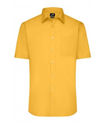 Men Men's Shirt Short-Sleeved Poplin Yellow 8507