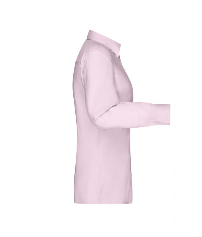 Dames Ladies' Shirt Long-Sleeved Micro-Twill Lichtroze 8563