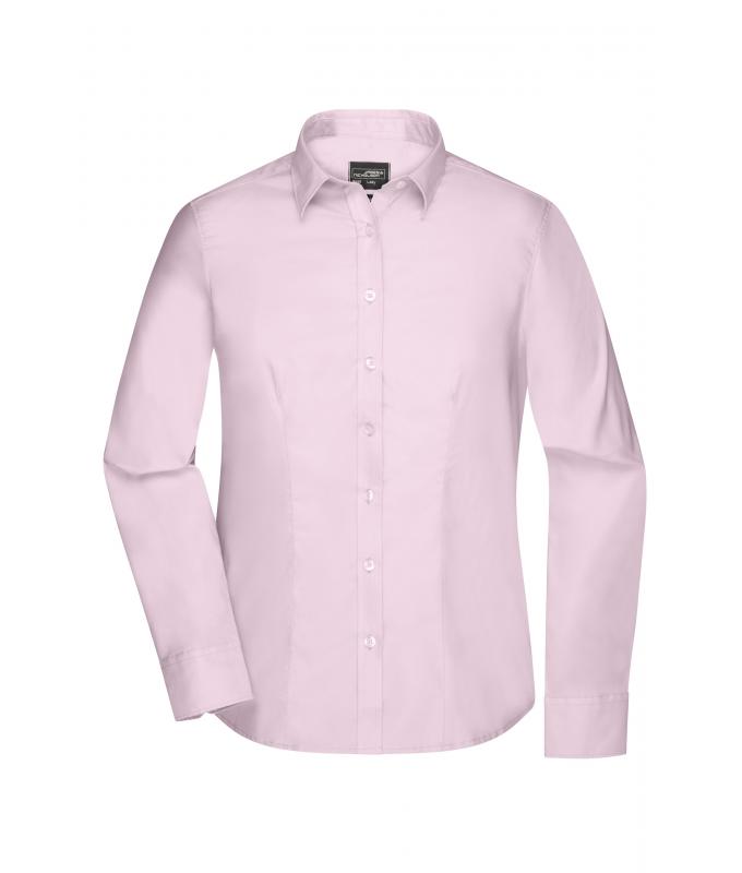 Dames Ladies' Shirt Long-Sleeved Micro-Twill Lichtroze 8563