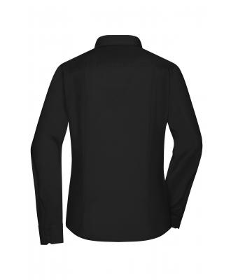 Dames Ladies' Shirt Long-Sleeved Micro-Twill Zwart 8563