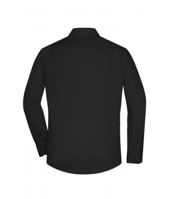 Men Men's Shirt Long-Sleeved Micro-Twill Black 8564