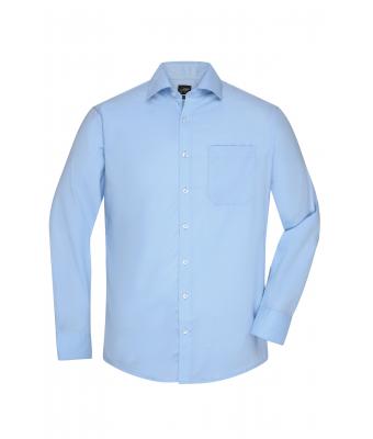 Men Men's Shirt Long-Sleeved Micro-Twill Light-blue 8564
