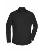 Herren Men's Shirt Long-Sleeved Micro-Twill Black 8564
