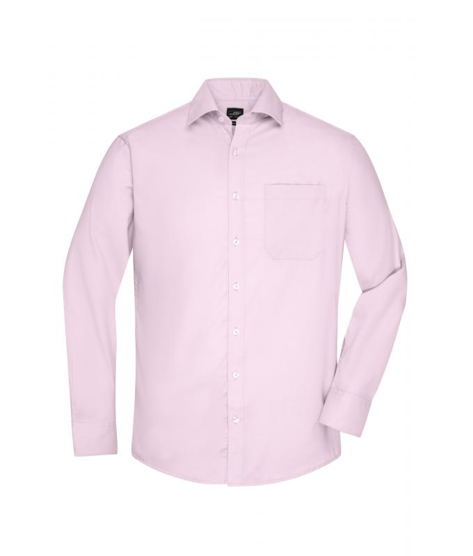 Herren Men's Shirt Long-Sleeved Micro-Twill Light-pink 8564