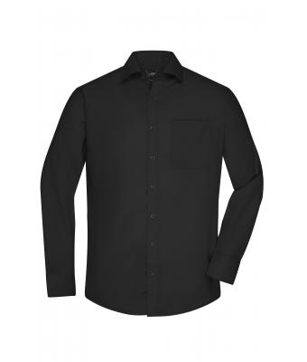 Herren Men's Shirt Long-Sleeved Micro-Twill Black 8564