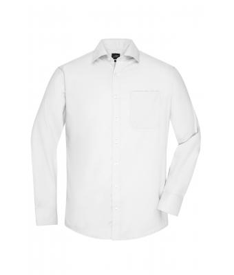 Men Men's Shirt Long-Sleeved Micro-Twill White 8564