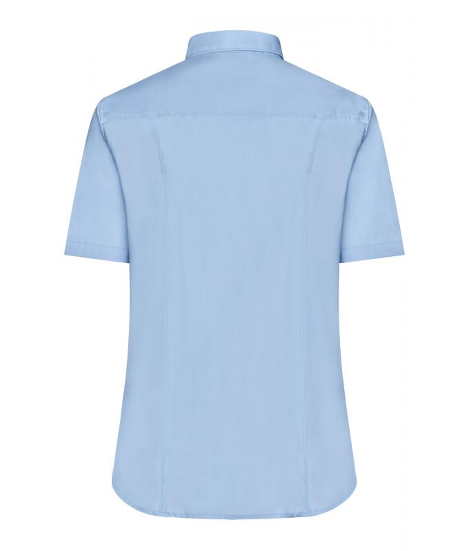Dames Ladies' Shirt Short-Sleeved Micro-Twill Lichtblauw 8565