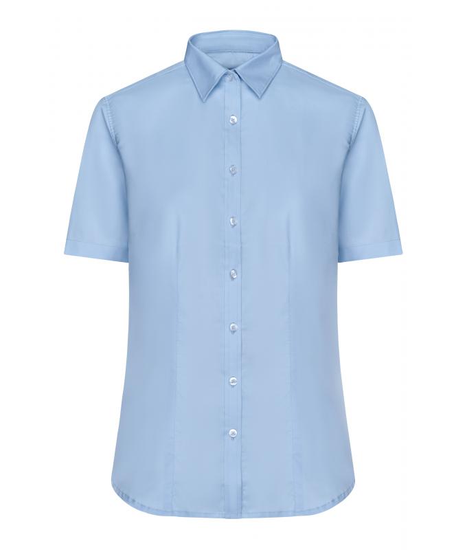 Dames Ladies' Shirt Short-Sleeved Micro-Twill Lichtblauw 8565