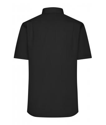 Men Men's Shirt Short-Sleeved Micro-Twill Black 8566