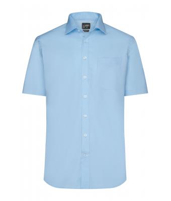 Heren Men's Shirt Short-Sleeved Micro-Twill Lichtblauw 8566